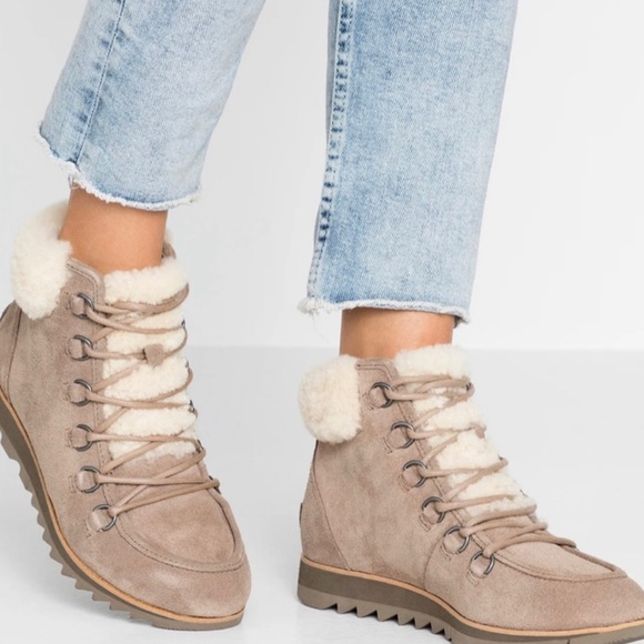 Sorel Shoes - SOREL HARLOW LACE COZY  Ash Brown Size 6.5